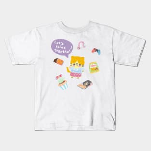 Riraku-chan the Relaxing kitten's Favourite Things Kids T-Shirt